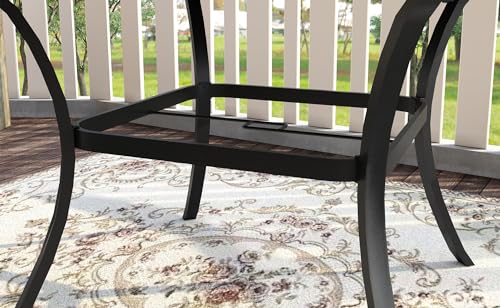 Image of VICLLAX 53 inch Outdoor Round Patio Table for Lawn Garden, All Weather Metal Round Patio Dining Table with Adjustable Umbrella Hole, Patio Table for 8 Person, Grey Wood-Like Tabletop