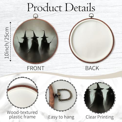 Vintage Witch Halloween Round Wall Art, Dark Academia Hanging Canvas Prints - image 2