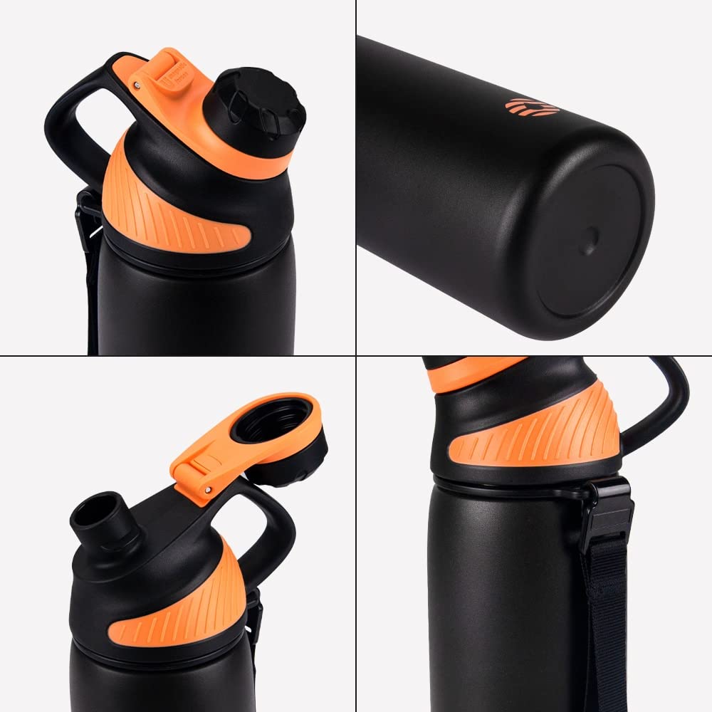 Tazza Termica Coperchio all'aperto Sport BOTLIGHT Acqua in Acciaio Inossidabile Prova Termica Tazza Termica Caffe(1000ml,Noir)