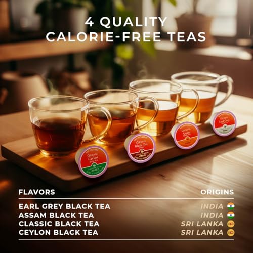 Image of Black Tea Pod Gift Set (16 Count) - 4 Flavors Assorted Variety Pack | Assam, Classic Black, Ceylon, Earl Grey - Caffeinated Tea Sampler, Get Well Gifts for Energy, Enjoy Hot or Iced, Non-GMO