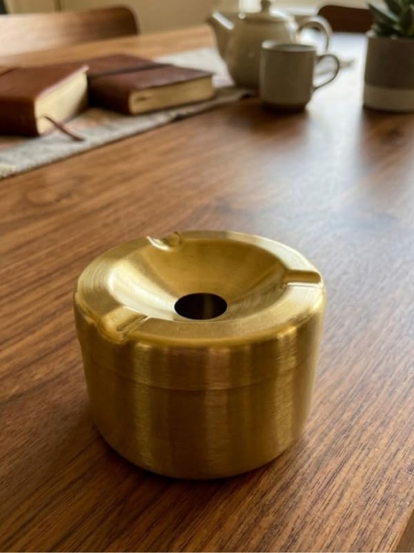Mucit Home Gold Kapaklı Kokusuz Paslanmaz Metal Küllük – Modern ve Şık Tasarım