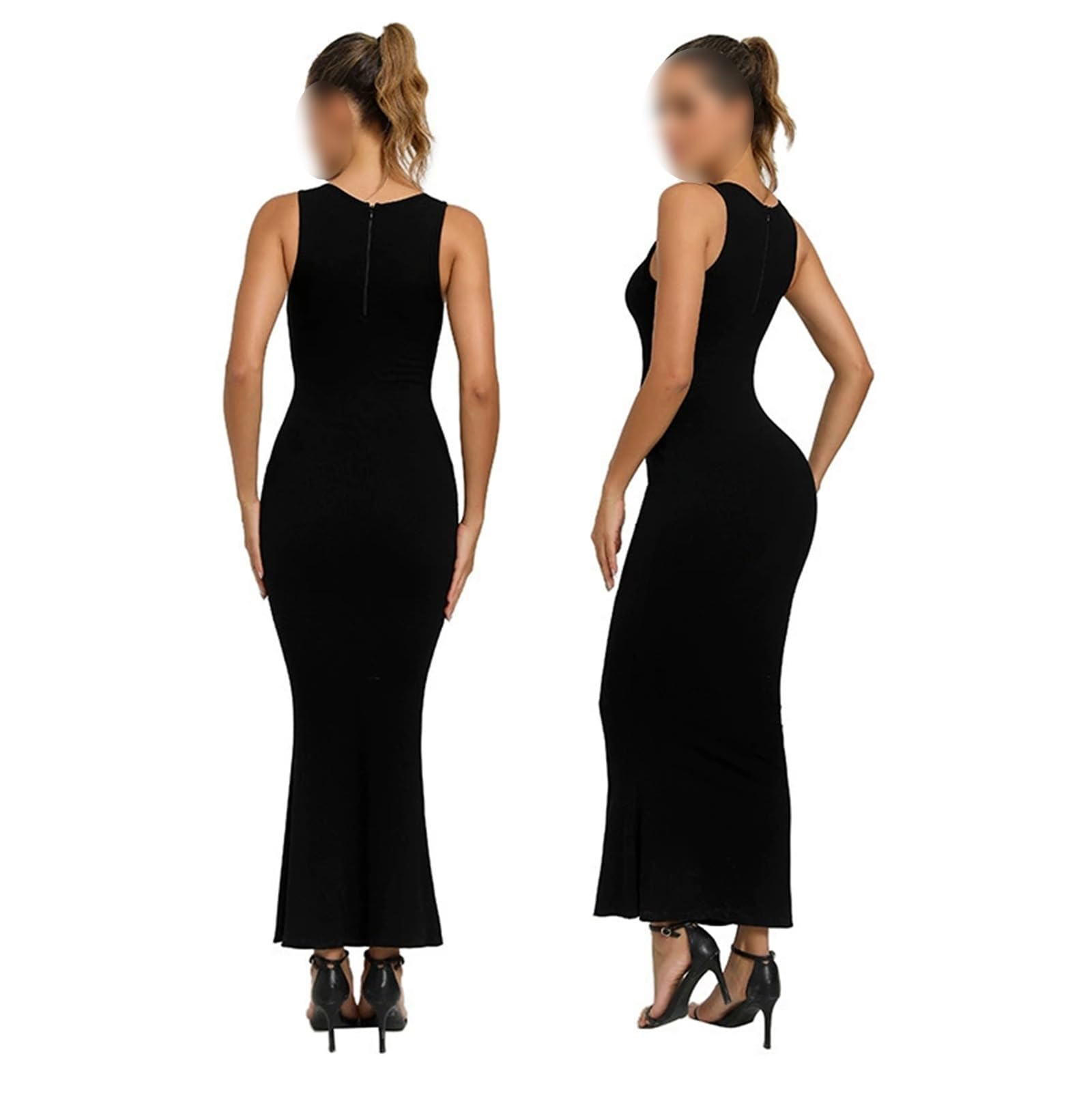 HLTYGWX Vestido sin Cordones con Control de Barriga para Mujer