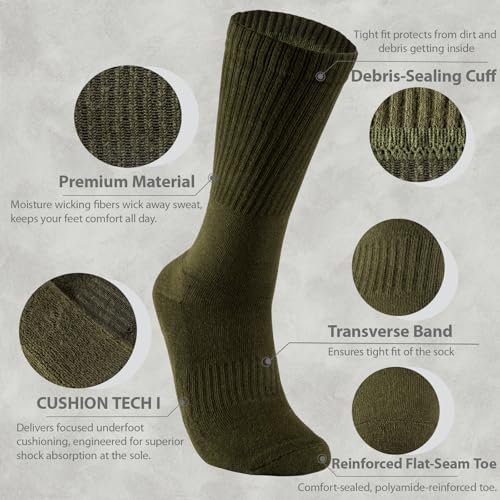 Toichi Men's Military Green Hiking Socks, Tactical Over-the-Calf Work & Hunting Boot Socks for Men2