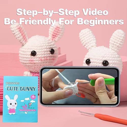 Berggers Kit de crochê para iniciantes, animais de crochê Amigurumi com tutoriais em vídeo passo a p