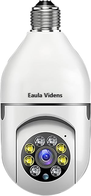 Eaula Videns Light Bulb Security Camera 1080P, PTZ WiFi 360 Degree E27 Panoramic IP Camera,night vision color, Motion Detection,Support WIFI2.4GHZ/5.0GHZ, APP Access(white) (security camera)