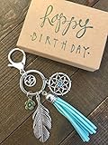 Sweet 16 Keychain for Her Dream Catcher 16th Birthday Gift for Sweet 16 Birthday Key Chain, Packaged in Hand Stamped Box