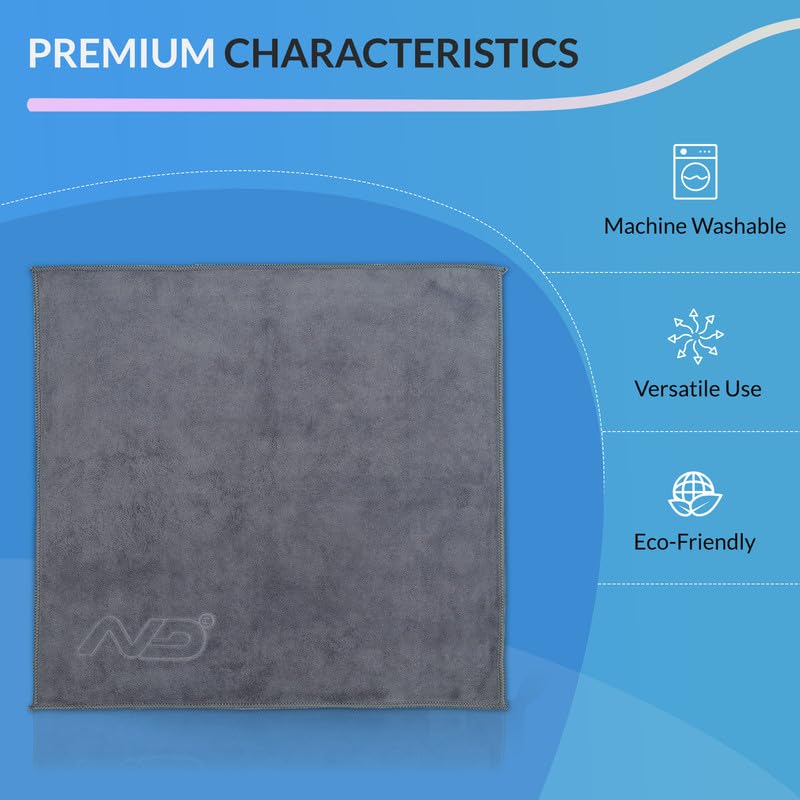 Image of Neodrift '400 GSM' Microfiber Cloth (Size - 40X40 Cm)(Set of 12 PC)(Colour - Gray)(Ultra Soft Cleaning Cloth for Car, Bike - Polishing, Detailing, Highly Absorbent)