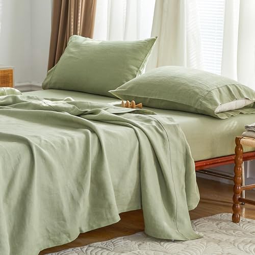 Simple&Opulence French Linen Sheet Set King Sage Green