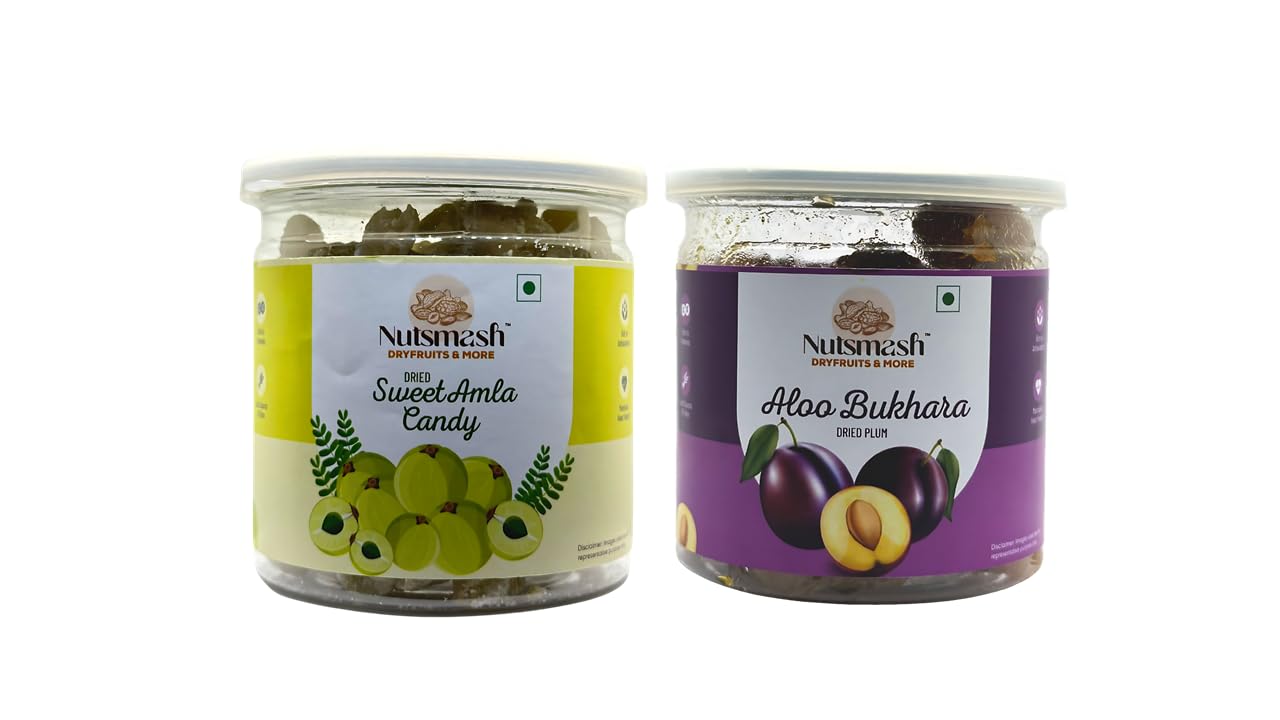 nutsmash healthy dehydrated fruits combo of sweet amla candy 200g & walnut-200g
