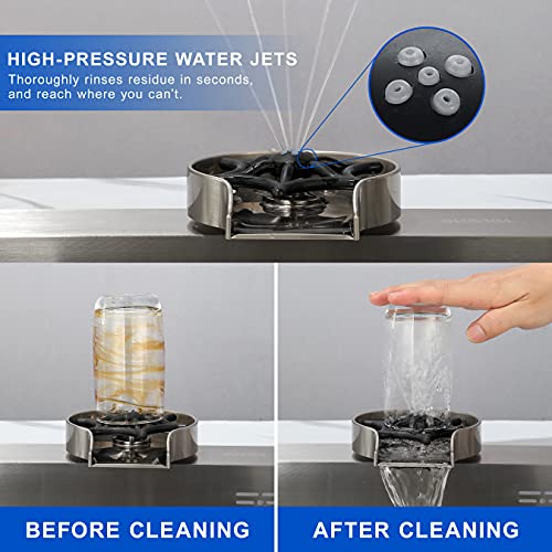 Glass Rinser Kitchen Sink - Bottle Washer, Kitchen Sink Cup Rinser, Faucet Glass Washer Cleaner Attachment Accessory for Bar Sink, Stainless