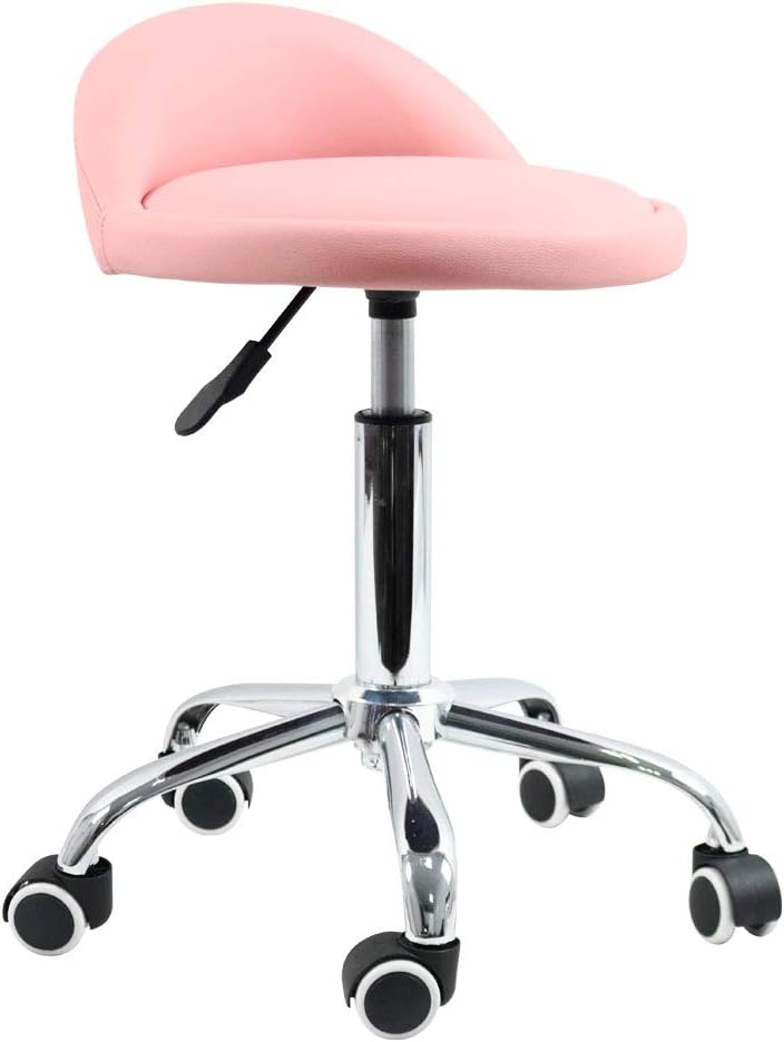 Massage Stool Adjustable Height Beauty Salon Nail Tattoo Salon Drafting Chair Rolling Medical SPA Swivel Stool (Pink)