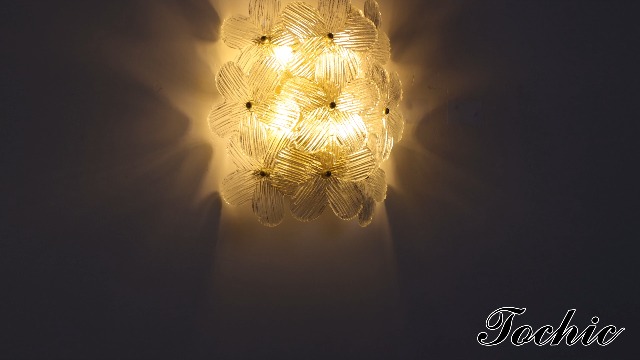 Image of TOCHIC Gold Wall Sconces Set of Two, 4-Light Flower Glass Wall Lights | Dimmable Floral Wall Lamp, Wall Mounted Light, Farmhouse Bathroom Vanity Lights, for Bedroom, Living Room, Staircase, Hallway