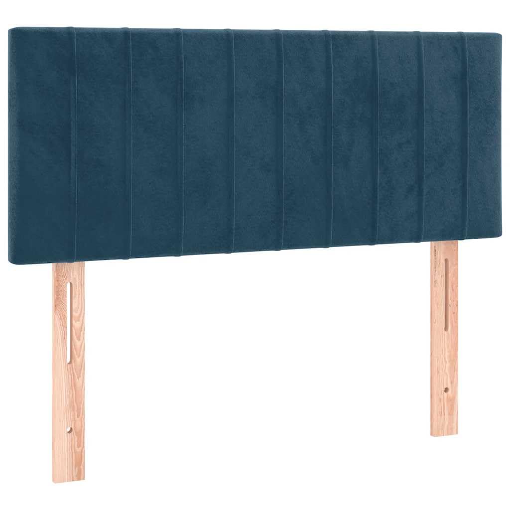 Cama con somier con colchón azul oscuro, 80 x 200 cm, terciopelo y colchón de dureza media para un sueño reparador