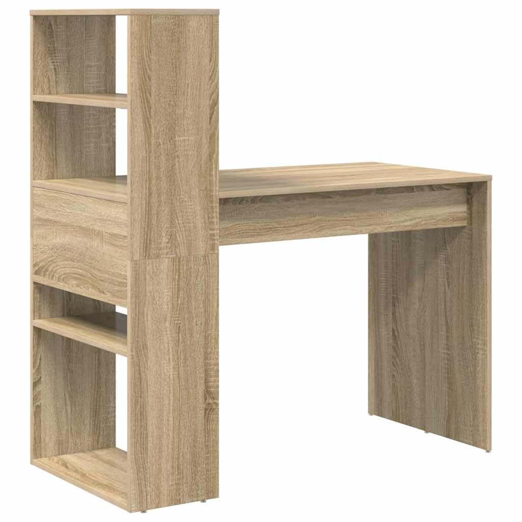 Scrivania Porta PC con Libreria Rovere Sonoma 113x54x120 cm | Tavolo da lavoro con scaffali integrati per organizzare libri e accessori in soggiorno o studio.