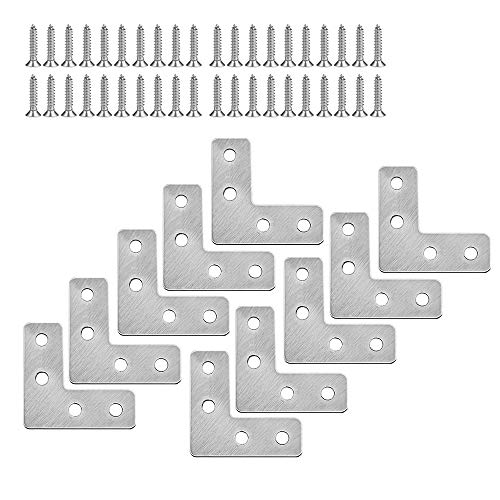 XFentech Équerres d'angle en Acier Inoxydable 5/10 Pièces - Support de Fixation Meubles Plate Réparation Plaques Connecteur en Forme de L avec Vis, 40 * 40mm