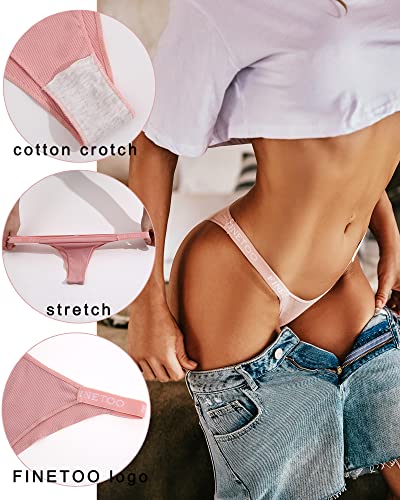 FINETOO Womens Underwear Cotton High Cut String Bikini Panties Low Rise Hipster Ladies Sexy Cheeky Underwear Pack4