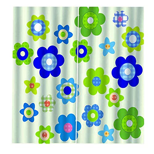 Rideau thermique et phonique à oeillets fleurs bleues 264x160cm