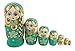 Winterworm Cute Little Girl with Big Braid Handmade Matryoshka Wishing Dolls Russian Nesting Dolls Set 7 Pieces Wooden Kids Gifts Toy Home Decoration Green