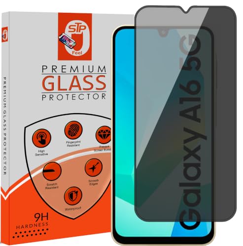 Image of STP FEEL Premium Grade Privacy Tempered Glass Screen Protector Guard Compatible For Samsung Galaxy A16 / F16 / M16 (6.7 Inch, Pack of 1) Full Edge to Edge Coverage Anti-Spy /Anti-Peeping 9H Hardness