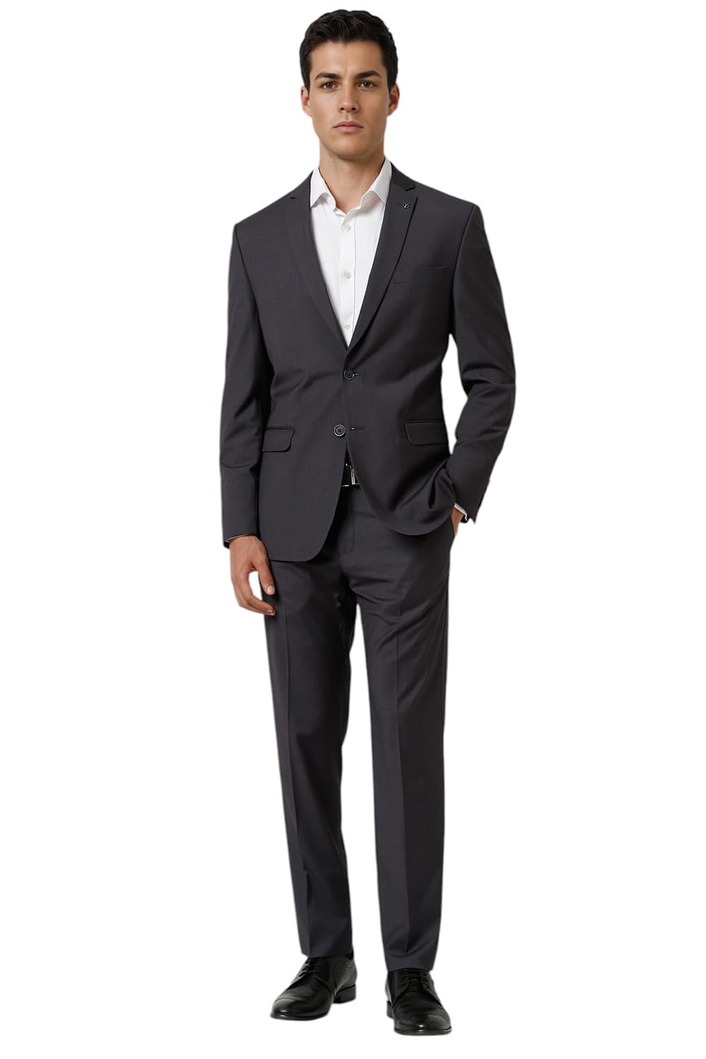 van heusen Men Grey Textured Slim Fit Formal Two Piece Suit-picture-13