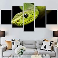 SIGNWIN 5 Panel Canvas Wall Art Modern Art Chic Expressive Frog Multicolor Photography Reptiles Snakes for Home Decorations Ready to Hang - 60