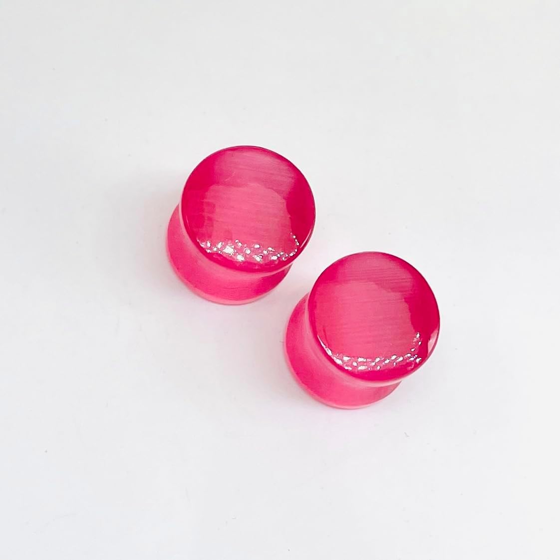Uni Craft Body Jewelry Naga Stone Ear Gauges Plug (Pair of 1) 8g (3mm) to 2-1/8” (54mm) - Pink Cat's Eye Stone