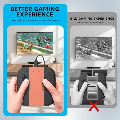 ZMBESUP For Switch 2 Controller Comfort Charging Grip Charger Holder with 1 m USB Type-C Data Cable -(Orange) — view 5