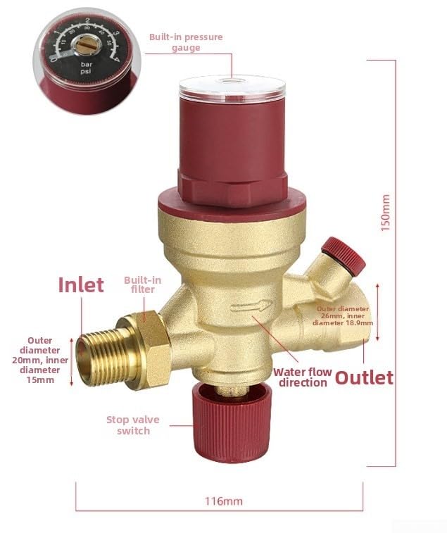 Válvula automática DN15 de latón oro para calefacción y aire acondicionado 6