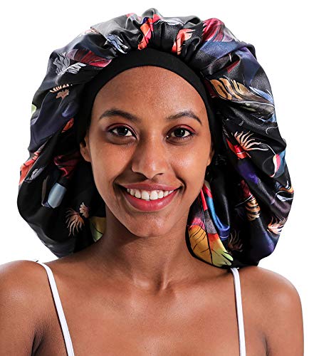 Jarsehera Extra Large Silk Bonnet For Women Double-Layer Satin Sleep Cap For Curly Natural Frizzy Hair cover