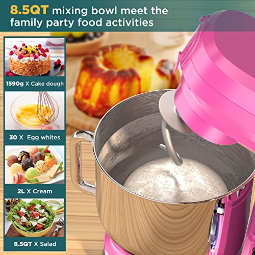 COOKLEE-6-IN-1-Stand-Mixer-85-Qt-Multifunctional-Electric-Kitchen-Mixer-with-9-Accessories-for-Most-Home-Cooks-SM-1507BM-Pink