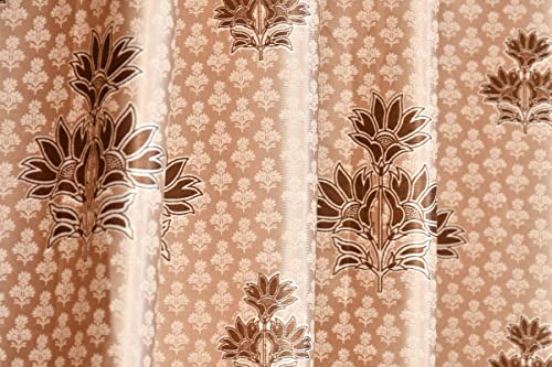 Image of Exporthub 2 Pieces Polyester Brown Floral Digital 3D Printed Eyelet Window Curtains -Length 6 Feet (EHSPR824 64)
