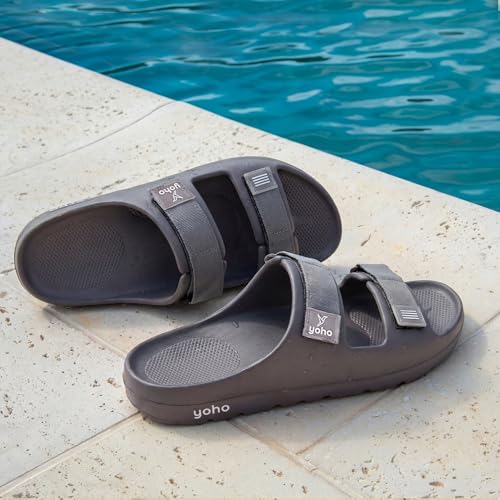 Image of YOHO Wilo Double Strap Sliders for Men | Cushioned & Lightweight | Adjustable Strap | Comfortable Monsoon Footwear & Rainy Sandals