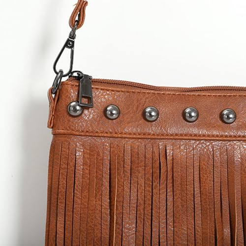 Sac de téléphone portable à franges en cuir PU rétro