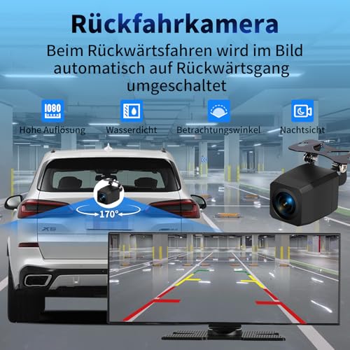 11.5 Zoll Carplay Display Android Auto Display,4K Car Play Kabelloses Carplay Android Auto Bildschirm mit siri/GOO-gle,Navigation,Bluetooth,AUX/FM,Dash Cam,Rückfahrkamera,Mirror Link – Bild 3