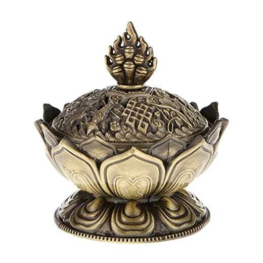 Lotus Fumée D'encens Cône Brûleur Arôme Support Poêle Disconnecteur Encensoir - Bronze