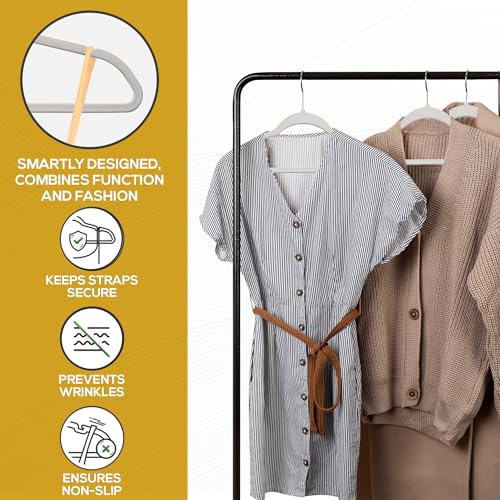 Image of Techzoo Premium Velvet Hangers 50 Pack Ultra Thin Non Slip Adult Felt Space Saving Suit Hanger for Closet Heavy Duty Coat Pants Jackets Dress Hangers 360 Swivel Hook Hold Upto 10 lbs Silver Birch