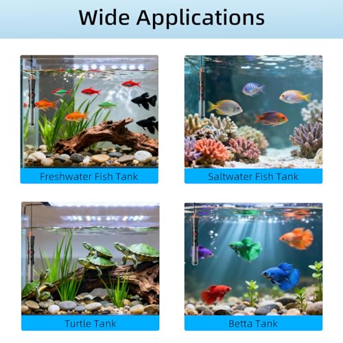 Image of HiTauing Aquarium Heater 25W, Adjustable Knob Fish Tank Heater with 2 Powerful Suction Cups, Submersible Betta /Turtle Tank Heater for Freshwater and Saltwater Tanks