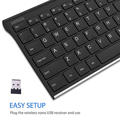 Arteck USB Wireless Keyboard Stainless Steel Ultra Slim Keyboard with Numeric Keypad for Computer/PC/Laptop and Windows 11/10/8 Rechargeable Battery by Arteck - Used condition - Image 3