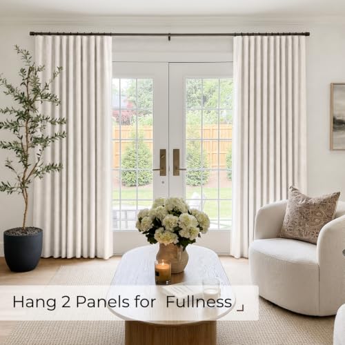 Image of INOVADAY 100% Blackout Curtains for Bedroom, Black Out Curtains 96 Inch Long, Clip Rings Linen Blackout Drapes, Thermal Insulated Room Darkening for Living Room, 1 Panel - Beige,W102xL96