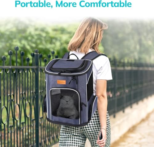 Morpilot Katzenrucksack Hunderucksack für Katzen und Kleine Hunde 7kg, Faltbare Haustier Rucksack mit Innerer Sicherheitsleine und Schale