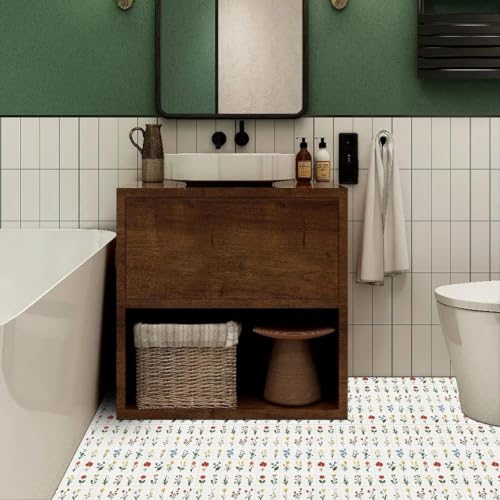 Image of Moroccan Tile Stickers | Waterproof Self Adhesive Peel & Stick Tile Decals for Kitchen Backsplash, Bathroom Wall, Floor, Furniture & Glass (8x8 Inch, Design 18, 36 Pic)
