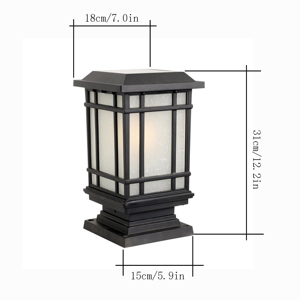 Solarna lampa słupkowa, wodoodporna lampa zewnętrzna z podstawą E27, aluminiowa obudowa do ogrodu, tarasu, ogrodzenia, bramy i oświetlenia słupka krajobrazowego