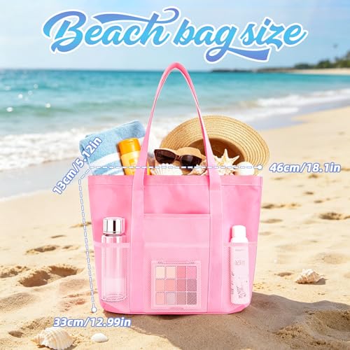 Bolso de playa personalizado con bordado de nombre | Bolso tote de malla grande para mujeres, ligero y plegable para viaje, playa, piscina y regalos de vacaciones de verano miniatura 3