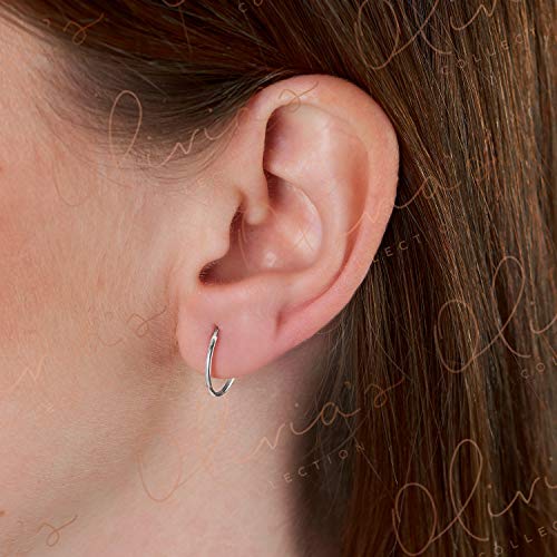 14K White Gold Endless Hoop Earrings 12X1.0Mm #TOP2