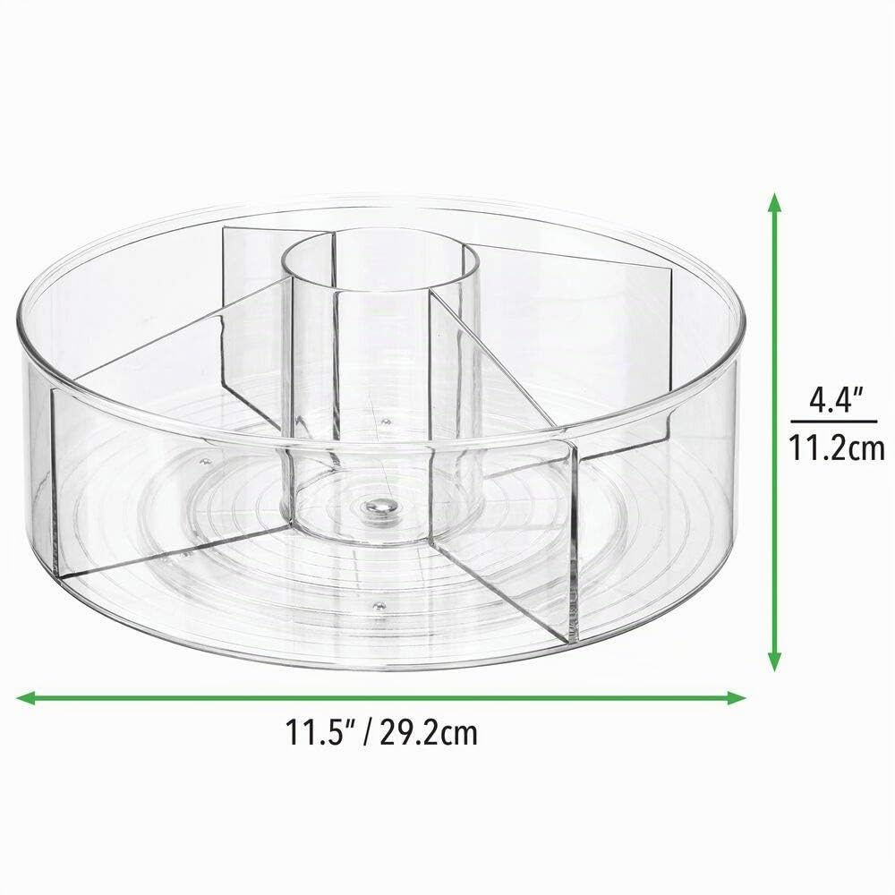 mDesign 2er-Set Drehteller für Stifte, Büroklammern, Notizzettel usw. – drehbare Schreibtischablage mit 5 Fächern – praktisches Ordnungssystem für Büromaterial aus Kunststoff – durchsichtig