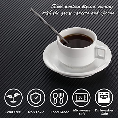 Potchen Espresso Cups And Saucers With Espresso Spoons Stand Rack Set Of 8, Porcelain Espresso Mugs 2.5 Ounce Stackable Demitasse With Metal Stand And Tea Spoons For Cafe, Latte, Cappuccino #TOP3