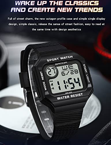 Gosasa Fashion Unisex Watches Square Date Week Outdoor Sport Digital Display TPU Strap Multifunctional Luminous Quartz Waterproof Casual Alarm Wrist Watch2