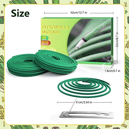 Citronella Coils, 48 Pcs Citronella Incense With Coil Holder, Suitable For Outdoor Use, Pool Side, Patio, Porches #TOP3