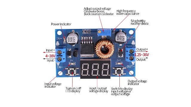 5A 75W XL4015 convertisseur de DC-DC Module abaisseur réglable 4.0-38V à 1.25V-36V bricolage alimentation réglable