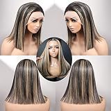 SUPERLOOK Highlight Bob Wig Human Hair 13X4 Balayage HD Lace Front Wigs Human Hair 200% Density FB27